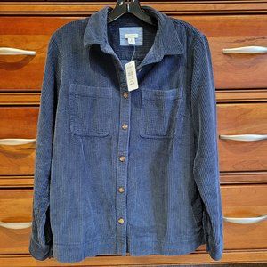 NWT L.L. Bean Women's Comfort Navy Corduroy Relaxed Shirt Size S
